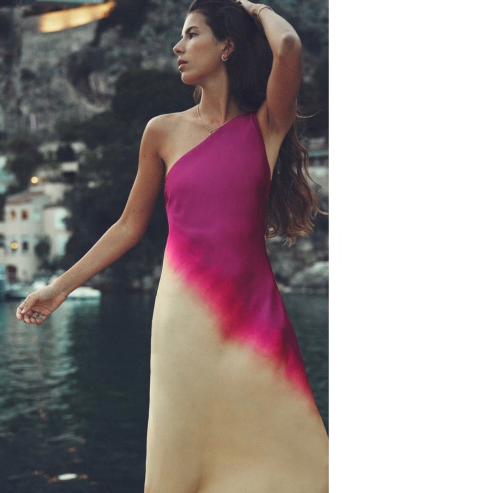 Zara TIE DYE PRINT ASYMMETRIC DRESS